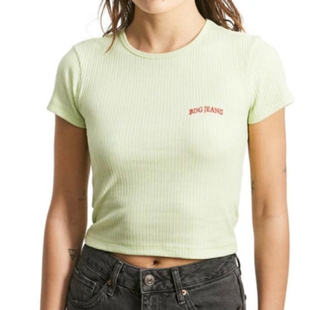 BDG Urban Outfitters Women’s Seedling Green Ribbed Baby Tee Size Small